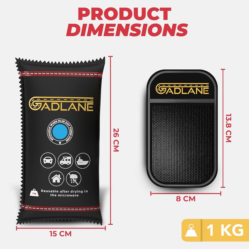 GADLANE X-Large Reusable Car Dehumidifier 1KG - 2 Pack with Anti-Slip Mat - Image 4