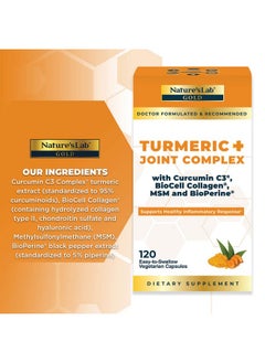 Nature's Lab Gold Turmeric Joint Complex Biocell Collagen Hyaluronic Acid C3 Curcumin Msm 120 Capsules  - Image 3