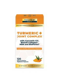 Nature's Lab Gold Turmeric Joint Complex Biocell Collagen Hyaluronic Acid C3 Curcumin Msm 120 Capsules  - Image 2
