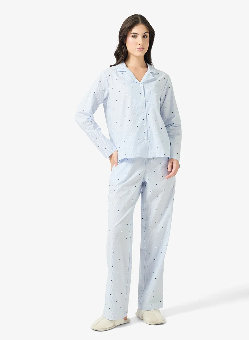 hunkemoller  Striped Long Sleeve Nightwear Shirt for Women | Best Price UAE