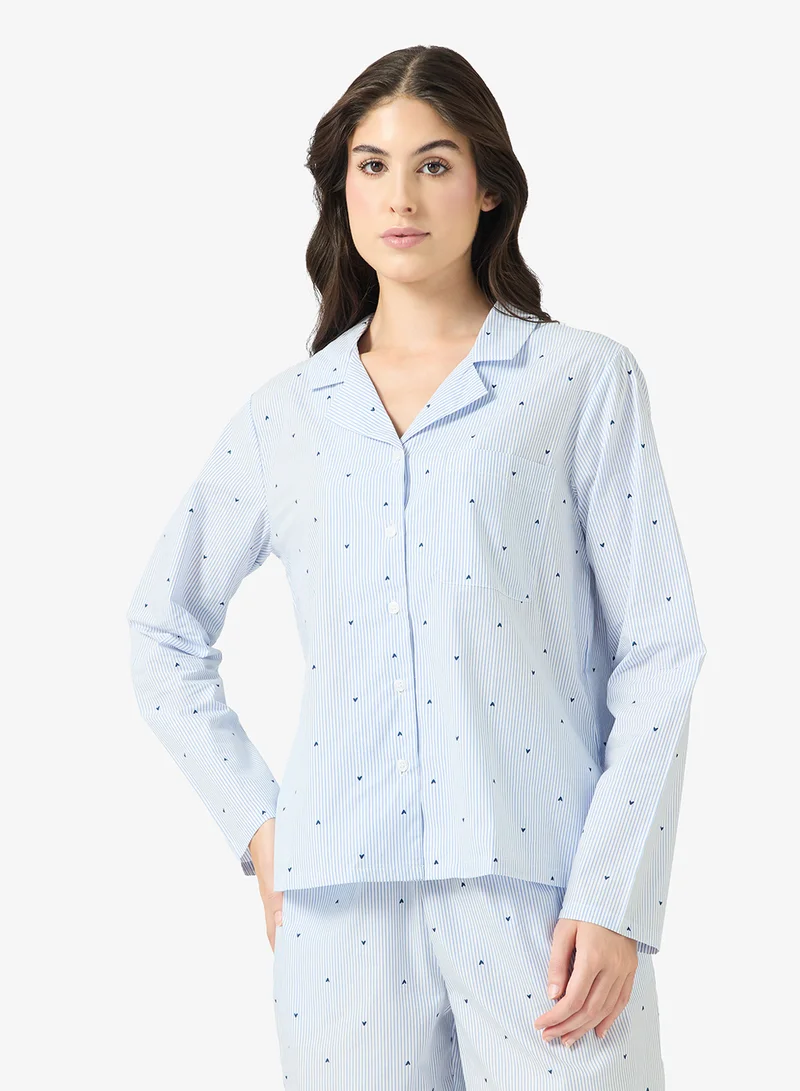 hunkemoller Striped Long Sleeve Nightwear Shirt