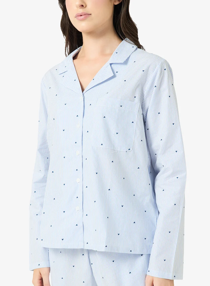 hunkemoller  Striped Long Sleeve Nightwear Shirt for Women | Best Price UAE