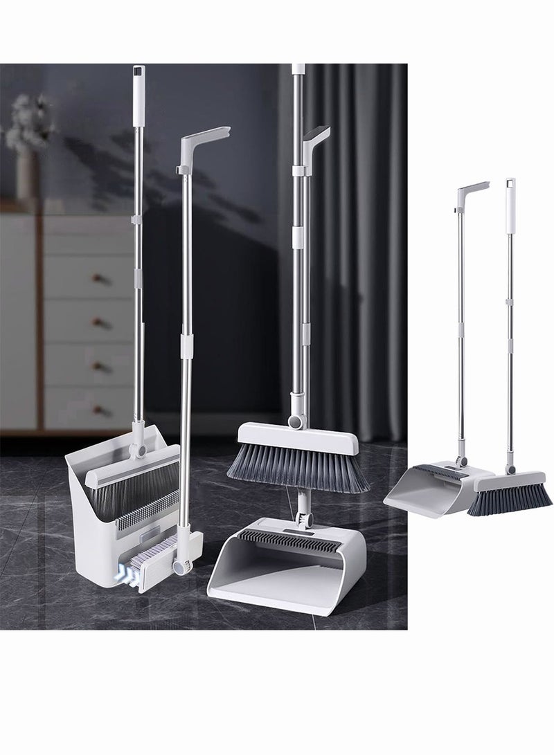 Broom and Dustpan Set with floor brush, 3-in-1 household cleaning kit with 180°Rotating Head and Dustpan Teeth, Upright storage Broom Set for Home Kitchen Bathroom Office  - Image 1