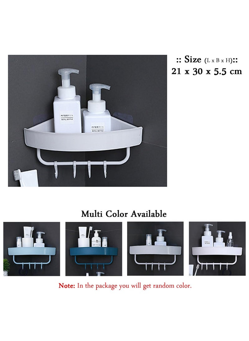 svk dream SVK DREAM 1 Pc Magic Sticker Multipurpose Drain Design Plastic Shelf Wall Storage Corner Rack Box Towel Holder with 4 Hook for Bathroom, Kitchen, (1pc Multicolor)  - Image 3