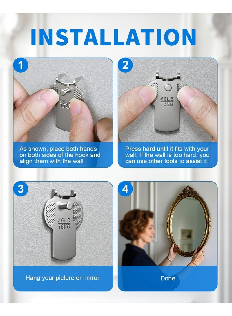 Drywall الصورة معلقة الخطاك مخلب: 15 قطعة 40 رطل كبيرة جدار صورة إطار شنقات - فن شنقات لا ضرر مرآة ثقيلة ملصق صورة لوحة شنقات الأجهزة مجموعة - مخلب لغرفة الديكور - Image 4
