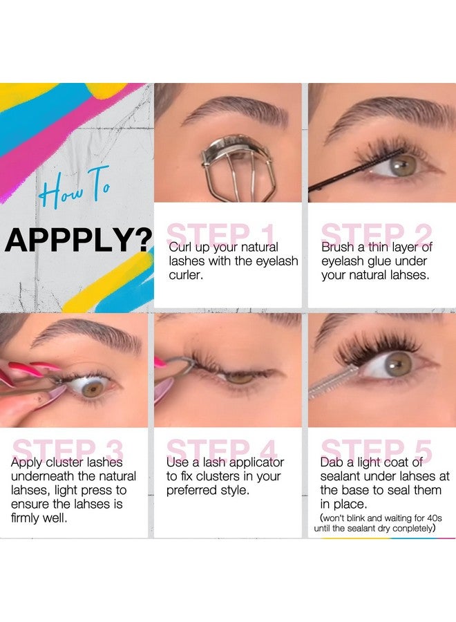 Lash Clusters Lash Extension 60 Pcs Cluster Lashes D Curl 914Mm Eyelash Clusters Individual Lashes Cluster Fluffy And Wispy Diy Eyelash Extension (Lashes5)