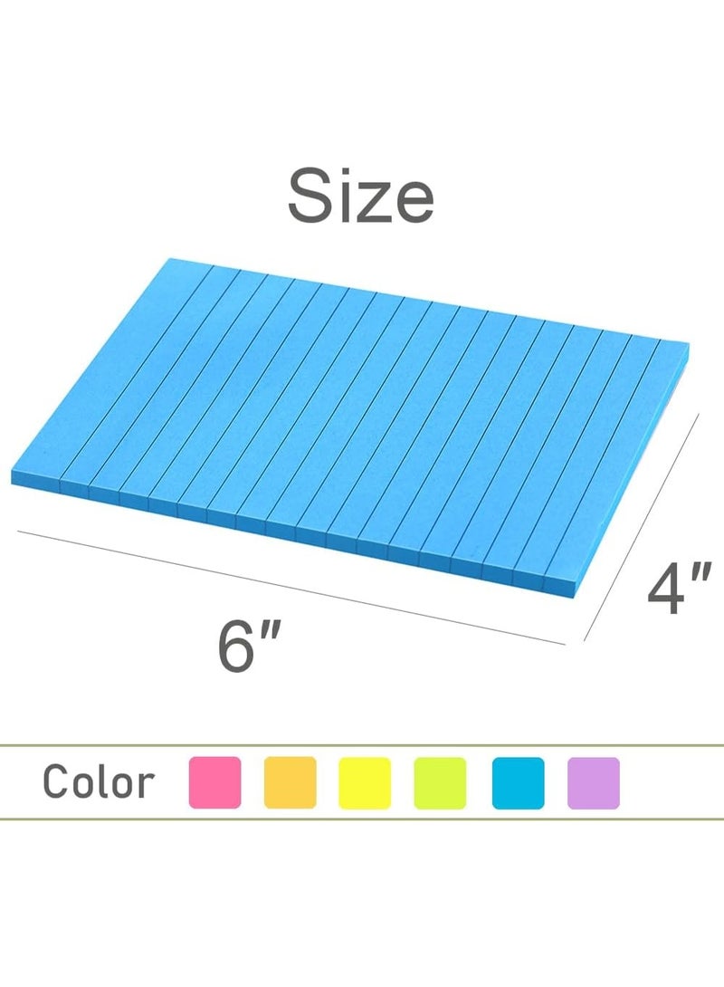 نيمبوت ورق ملاحظات لاصق مسطر مقاس 4 × 6 انش، ورق ملاحظات ملون فائق اللصق، 45 ورقة/لوحة، 6 وسادات/عبوة - Image 2