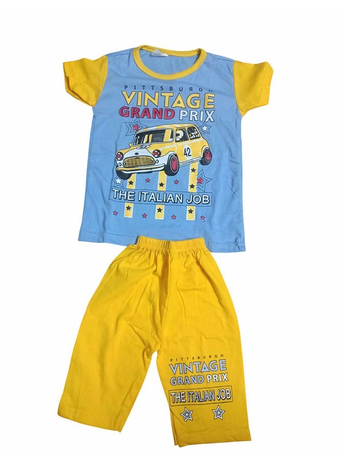 طقم بأكمام قصيرة وقصة عادية - قطعتين