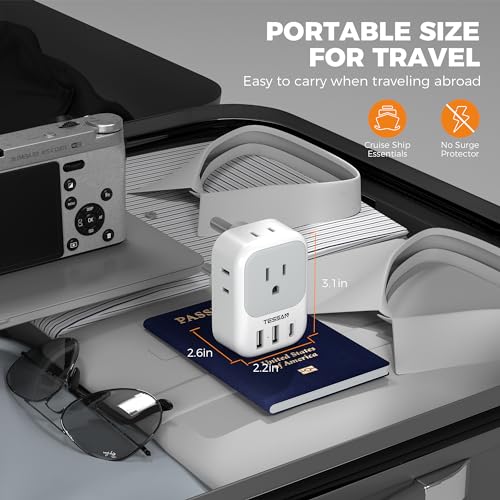 TESSAN South Africa Plug Adapter 2 Pack, TESSAN Type M Power Adapter with 4 AC Outlets 3 USB Ports(1 USB C), Travel Adaptor US to Botswana Namibia Nepal Bhutan - Image 5