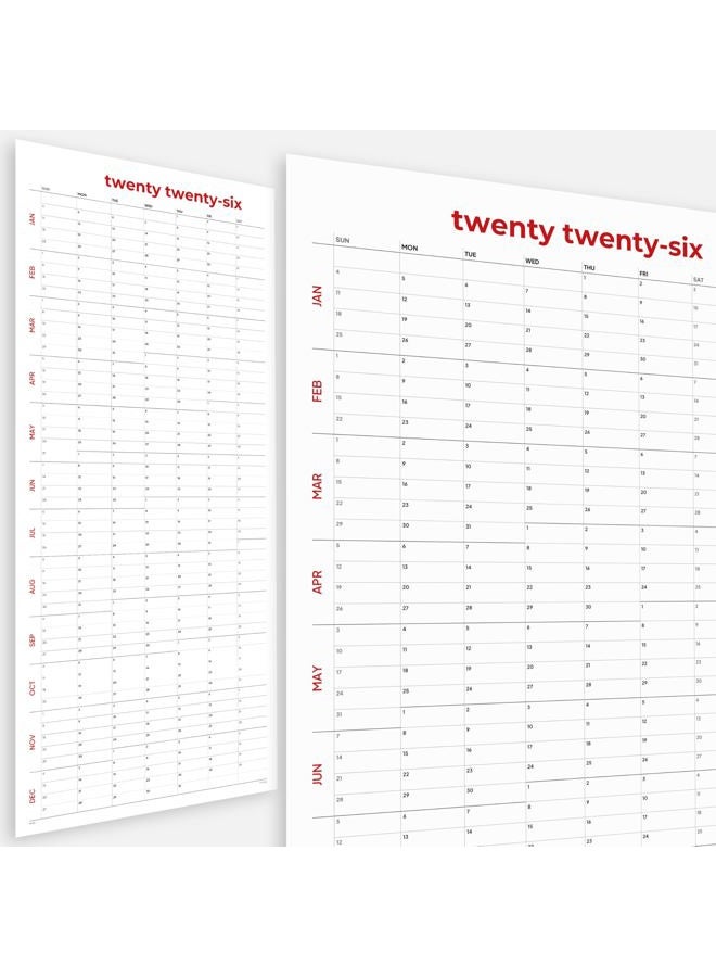 HADIGU Large Wall Calendar 2026 (39 x 17 inches - Rolled) Dry Erase Calendar for Wall, Erasable Wall Planner, Vertical Layout, Quality Large Print, Gloss Lamination, Minimalist Design. - Image 1