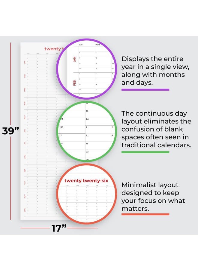 HADIGU Large Wall Calendar 2026 (39 x 17 inches - Rolled) Dry Erase Calendar for Wall, Erasable Wall Planner, Vertical Layout, Quality Large Print, Gloss Lamination, Minimalist Design. - Image 3