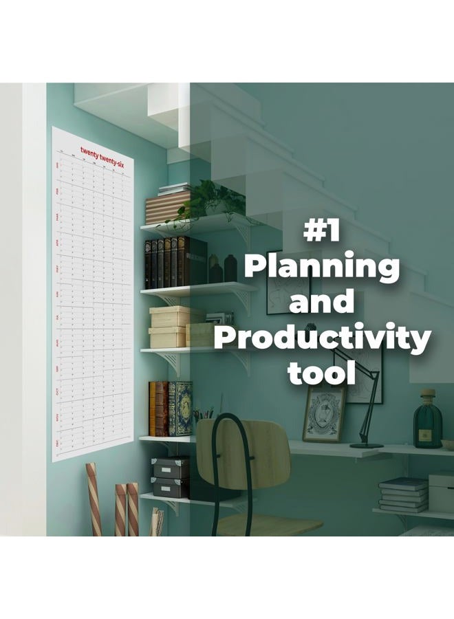 HADIGU Large Wall Calendar 2026 (39 x 17 inches - Rolled) Dry Erase Calendar for Wall, Erasable Wall Planner, Vertical Layout, Quality Large Print, Gloss Lamination, Minimalist Design. - Image 5