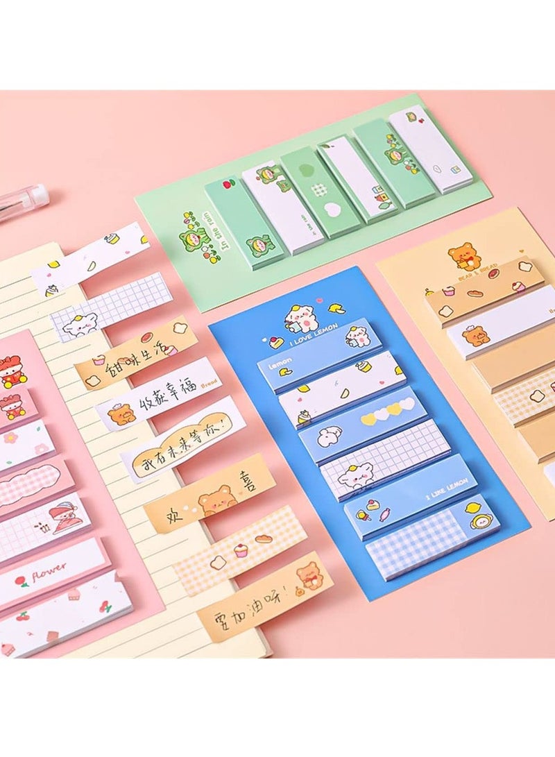 SYOSI 8 Pcs Sticky Notes, Cartoon Sticky Notes Animals Shape Markers Flags Self-Stick Memo Pads Students Home Office Roommates Gifts Tab Supplies(4 Styles*2) - Image 2