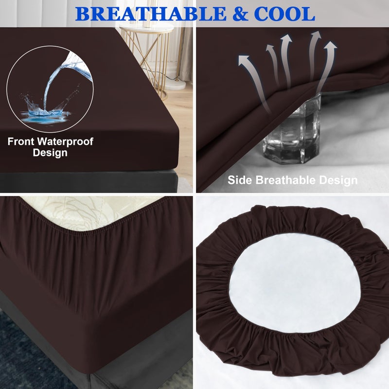 Sufdari Twin XL Mattress Protector Waterproof Mattress Protector Fitted Sheet Style Mattress Cover with 18"" Deep Pocket Washable and Comfortable-Chocolate Twin XL - Image 5