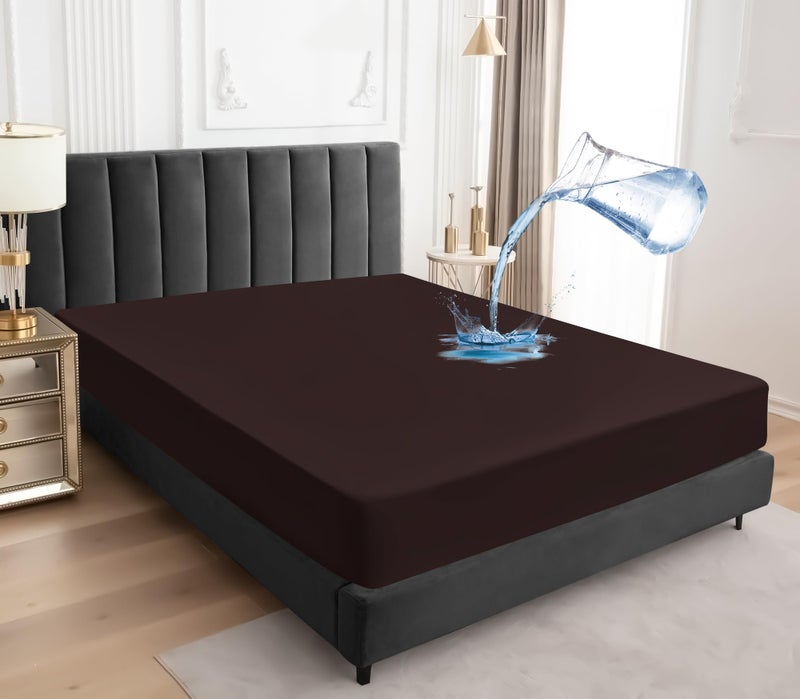 Sufdari Twin XL Mattress Protector Waterproof Mattress Protector Fitted Sheet Style Mattress Cover with 18"" Deep Pocket Washable and Comfortable-Chocolate Twin XL - Image 1