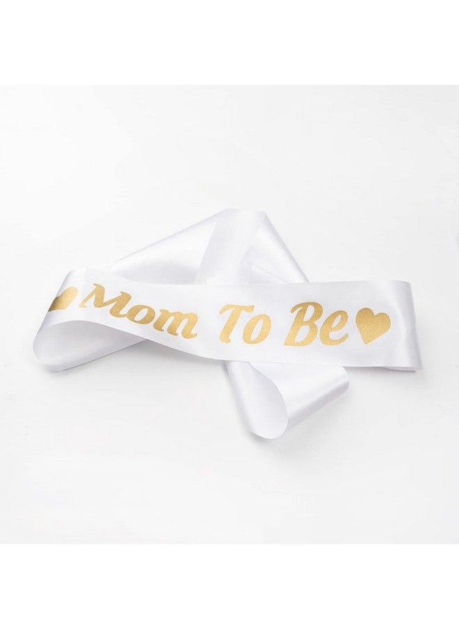 Baby Noah - Baby Shower Maternity Sash Belly Belt Mom To Be & Dad To Be Button Pin Pregnancy Maternity Flower Sash Belt For Gender Reveal (White) - Image 1