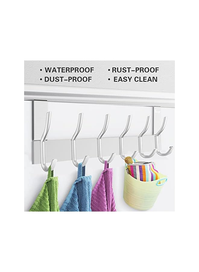 promass Door Coat Rack with 6 Hooks - Door Hooks for Hanging - Clothes Hook Door for Bathroom Door Hook Rail Modern Door Hanger - Image 3