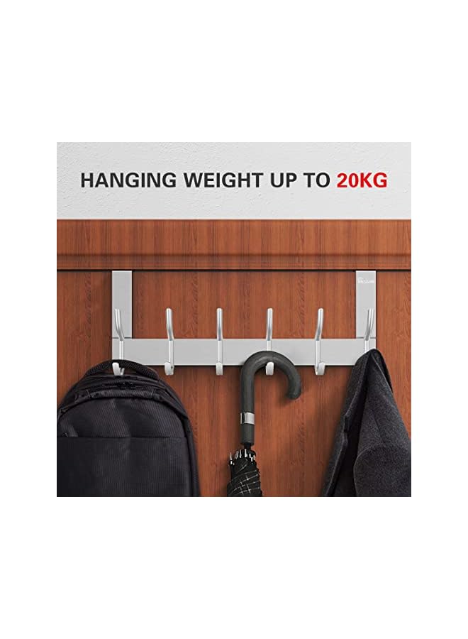 promass Door Coat Rack with 6 Hooks - Door Hooks for Hanging - Clothes Hook Door for Bathroom Door Hook Rail Modern Door Hanger - Image 2