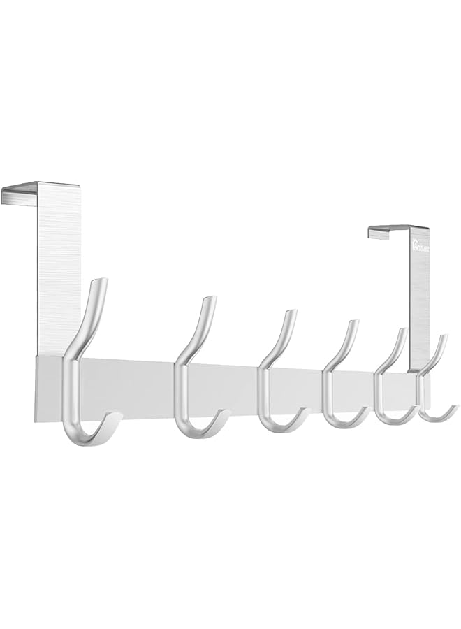 promass Door Coat Rack with 6 Hooks - Door Hooks for Hanging - Clothes Hook Door for Bathroom Door Hook Rail Modern Door Hanger - Image 1