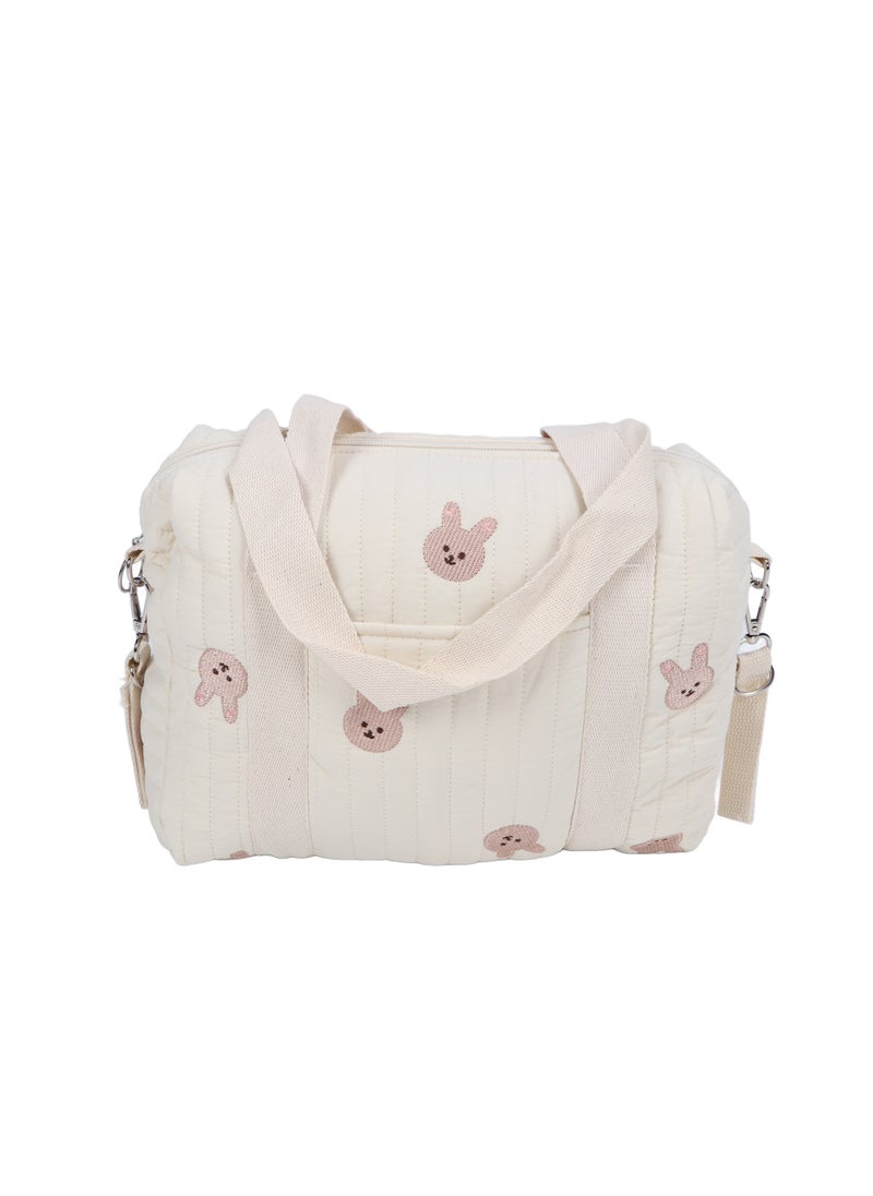 Velaurs Multifunctional Stroller Storage Bag, Diaper Bag, Zipper Embroidered Tote Bag Reusable (Rabbit)  - Image 1