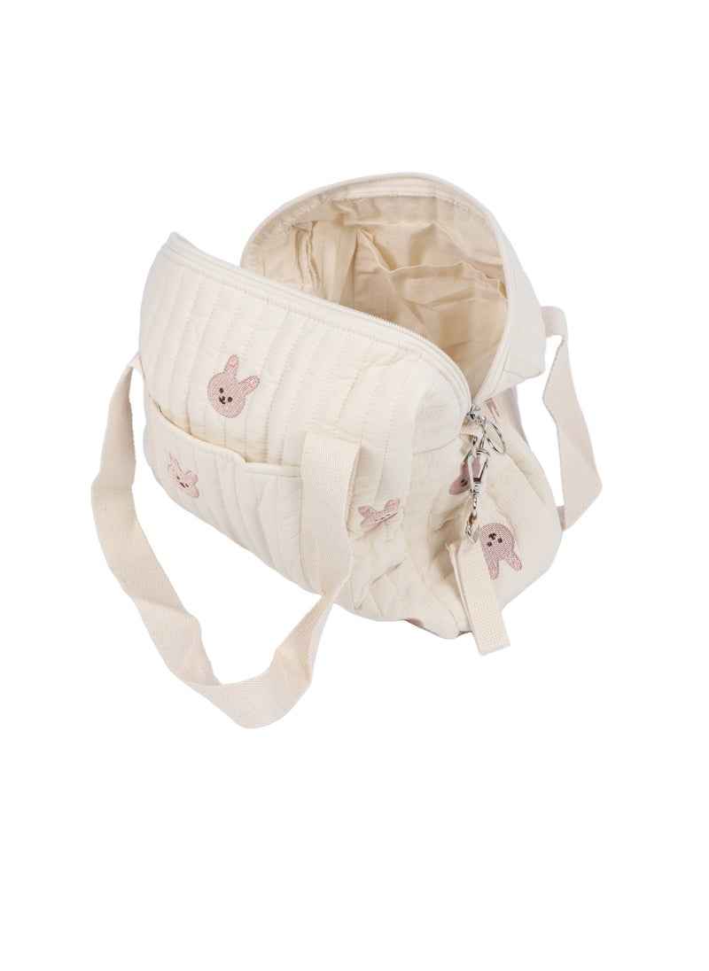 Velaurs - Multifunctional Stroller Storage Bag, Diaper Bag, Zipper Embroidered Tote Bag Reusable (Rabbit) - Image 1