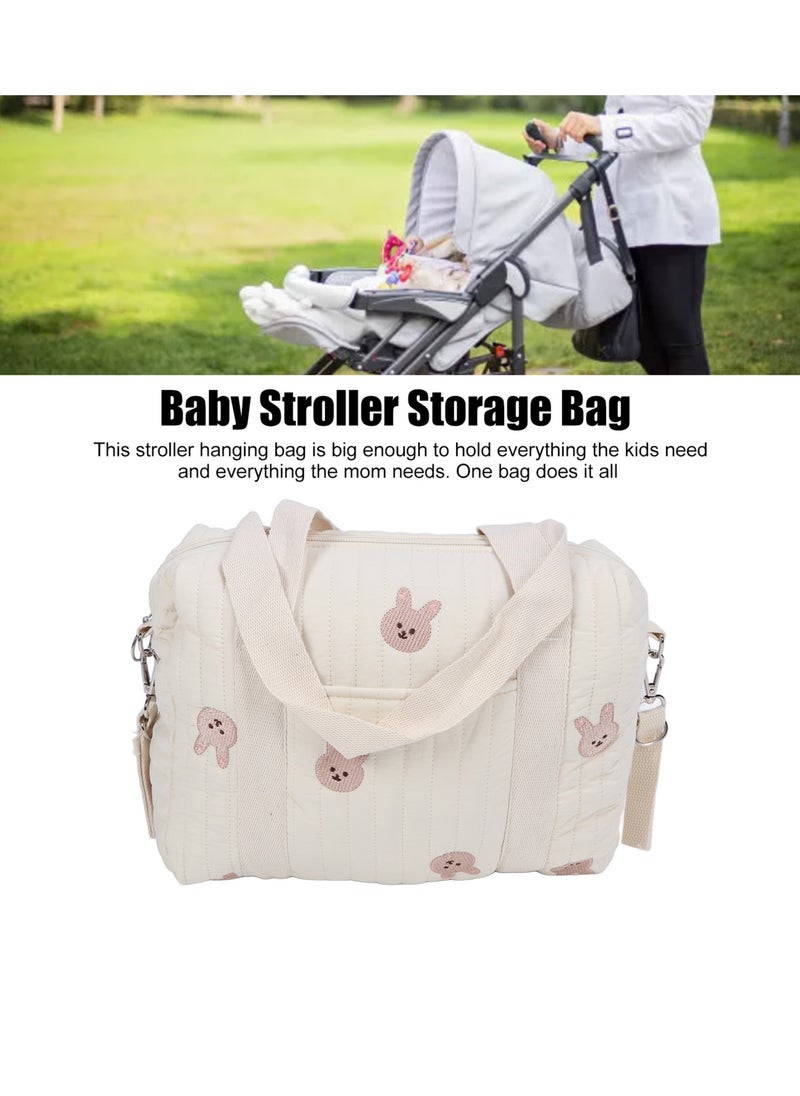 Velaurs - Multifunctional Stroller Storage Bag, Diaper Bag, Zipper Embroidered Tote Bag Reusable (Rabbit) - Image 1
