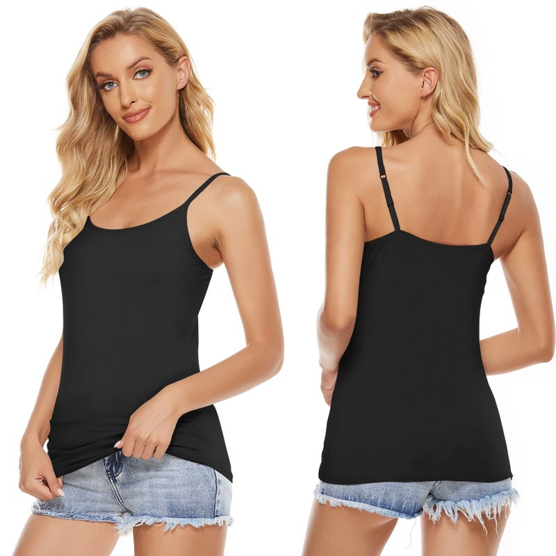BQTQ 5 Pcs Women's Camisole Tank Top Undershirt Spaghetti Strap Under Shirts, M Black - Image 5