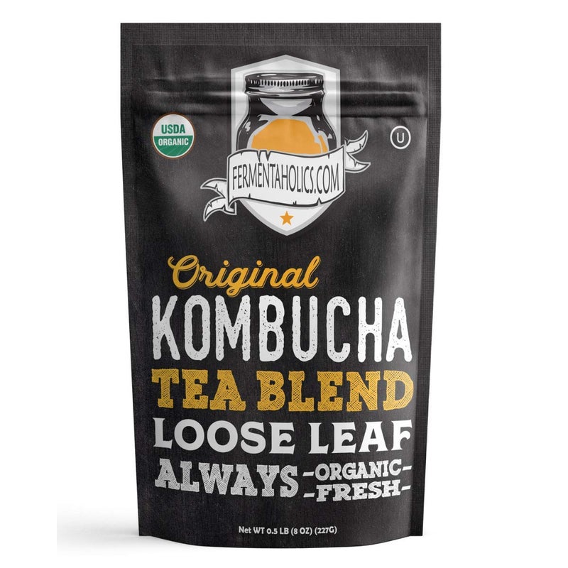 Fermentaholics USDA Certified Organic Kombucha Tea Blend 8 oz | Makes 22 Gallons | Kosher Certified | Organic Black and Green Tea Blend | Loose Leaf - Image 1