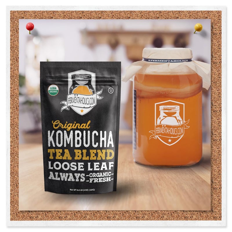 Fermentaholics USDA Certified Organic Kombucha Tea Blend 8 oz | Makes 22 Gallons | Kosher Certified | Organic Black and Green Tea Blend | Loose Leaf - Image 3
