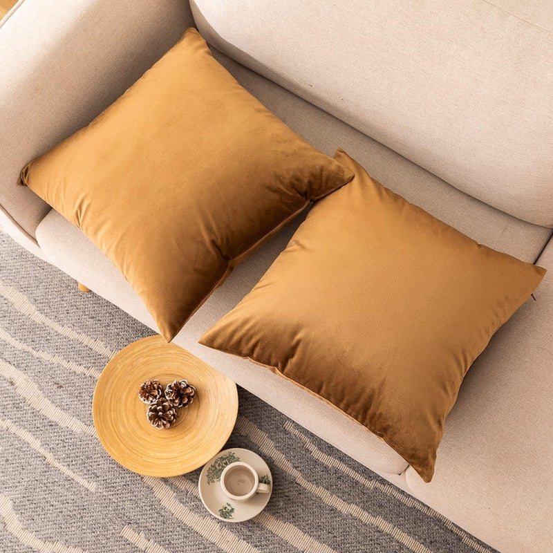 NiNi ALL Decorative Throw Pillow Covers Pack of 2, Velvet Throw Pillow Cases for Couch Pillows Cover Bedroom Living Room Outdoor , Pillow Covers 18x18 Inch Brown - Image 3