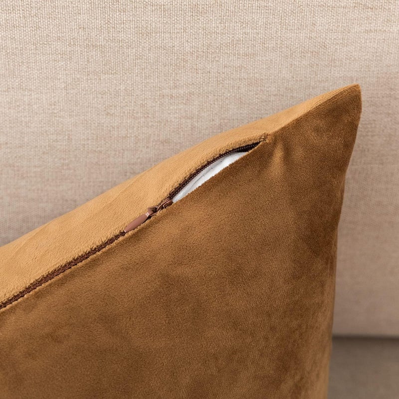 NiNi ALL Decorative Throw Pillow Covers Pack of 2, Velvet Throw Pillow Cases for Couch Pillows Cover Bedroom Living Room Outdoor , Pillow Covers 18x18 Inch Brown - Image 5