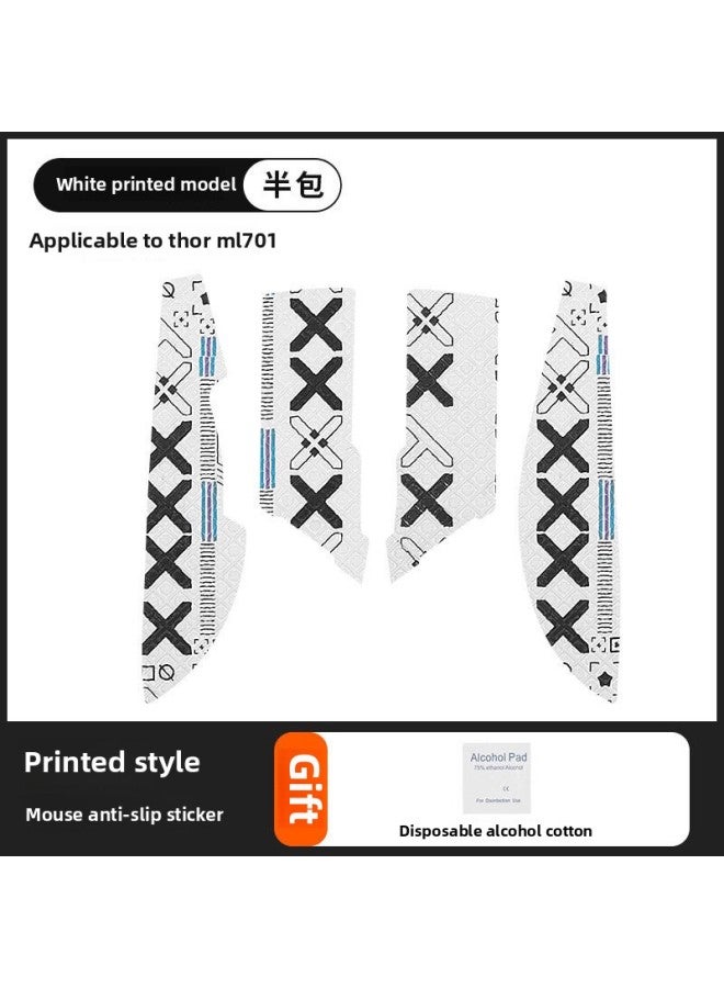 Applicable Thor ML703 Anti-slip Sticker Mouse White Shark 702 Ml701 Sticker PRO Sweat-absorbing Shadow Shark MG705 Film-Color:White Shark ML701/702/703 [half Pack] White Printed One Piece [free Cleaning Cotton]]  - Image 1