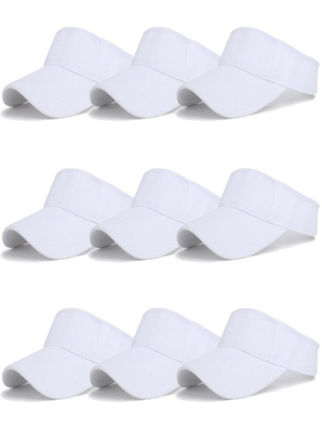 Ultrafun 9Pack Kids Sun Visor Hat UV Protection Sports Tennis Beach Summer Visor Hats for Boys Girls Aged 5 to 12 Years, 9pack-white, One Size - Image 1