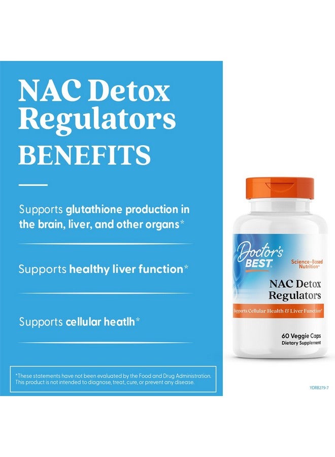 Doctor's Best Doctors Best NAC Detox Regulators, Supports Cellular Health & Liver Function, Non-GMO, Gluten Free, Soy Free, Vegetarian 60 Veggie Caps - Image 2
