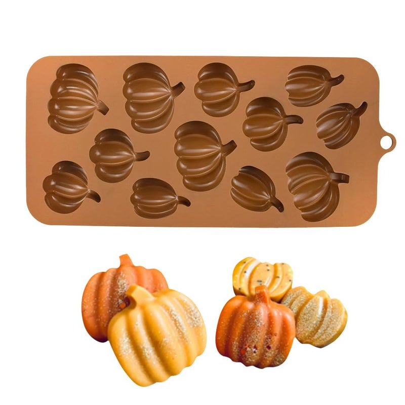 Eduee Fall Chocolate Molds 4 Pieces Silicone Pumpkin Candy Mold Maple Leaf Shaped Fondant Molds For Thanksgiving Halloween Autumn Harvest Cupcake Cake Topper Decoration - Image 3