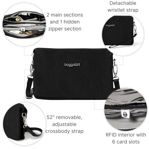 Baggallini The Only Mini Bag - 8.25"x 5.5" Lightweight Small Wristlet Crossbody Bag - Image 3