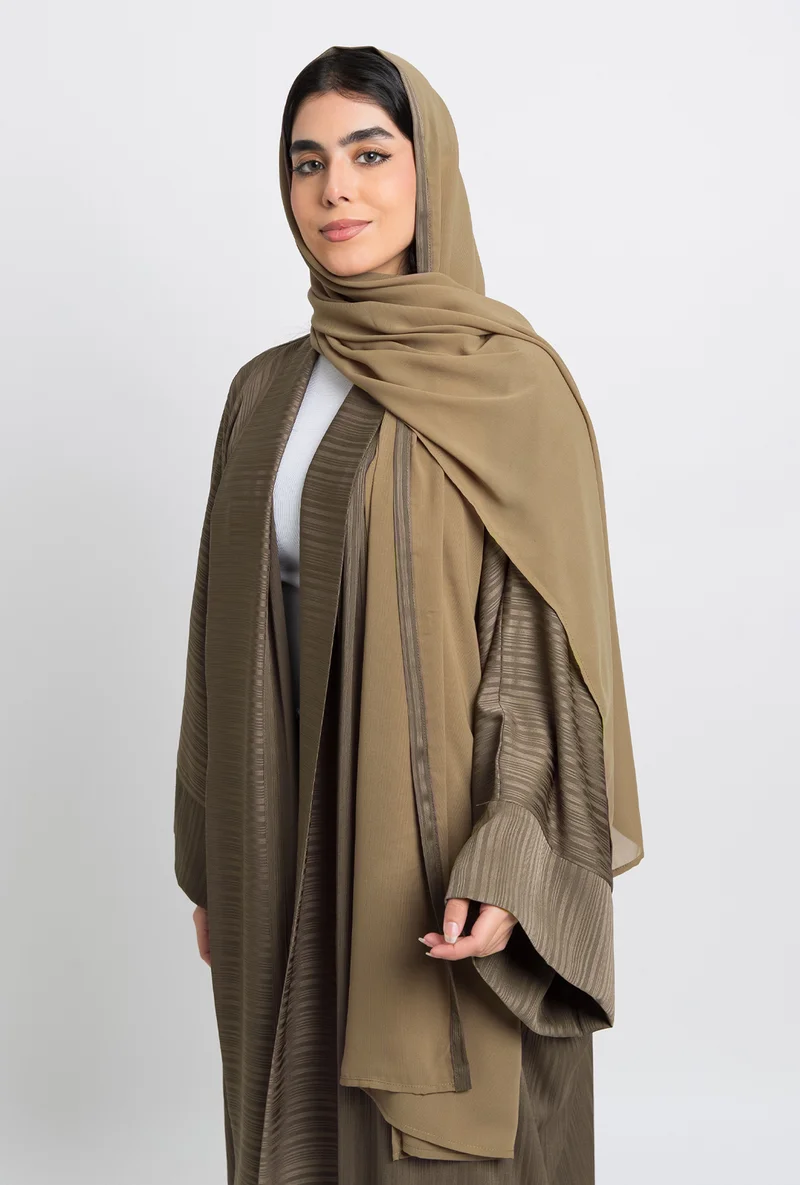 Kaafmeem Kaki Chiffon Flowstyle Abaya