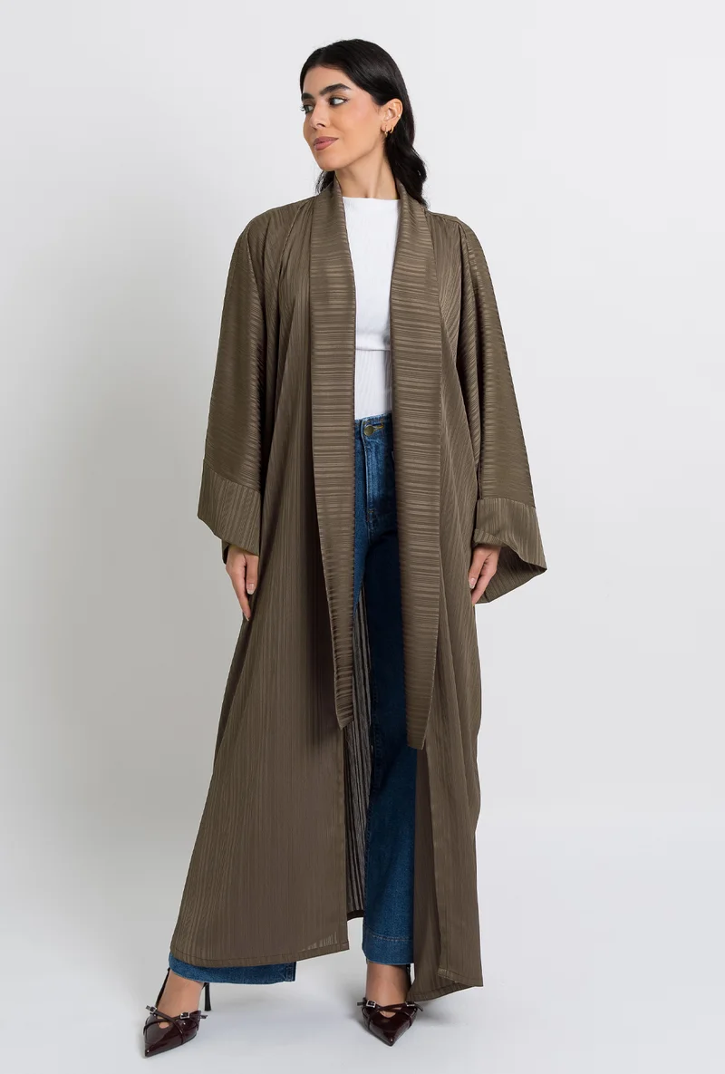 Kaafmeem Kaki Chiffon Flowstyle Abaya