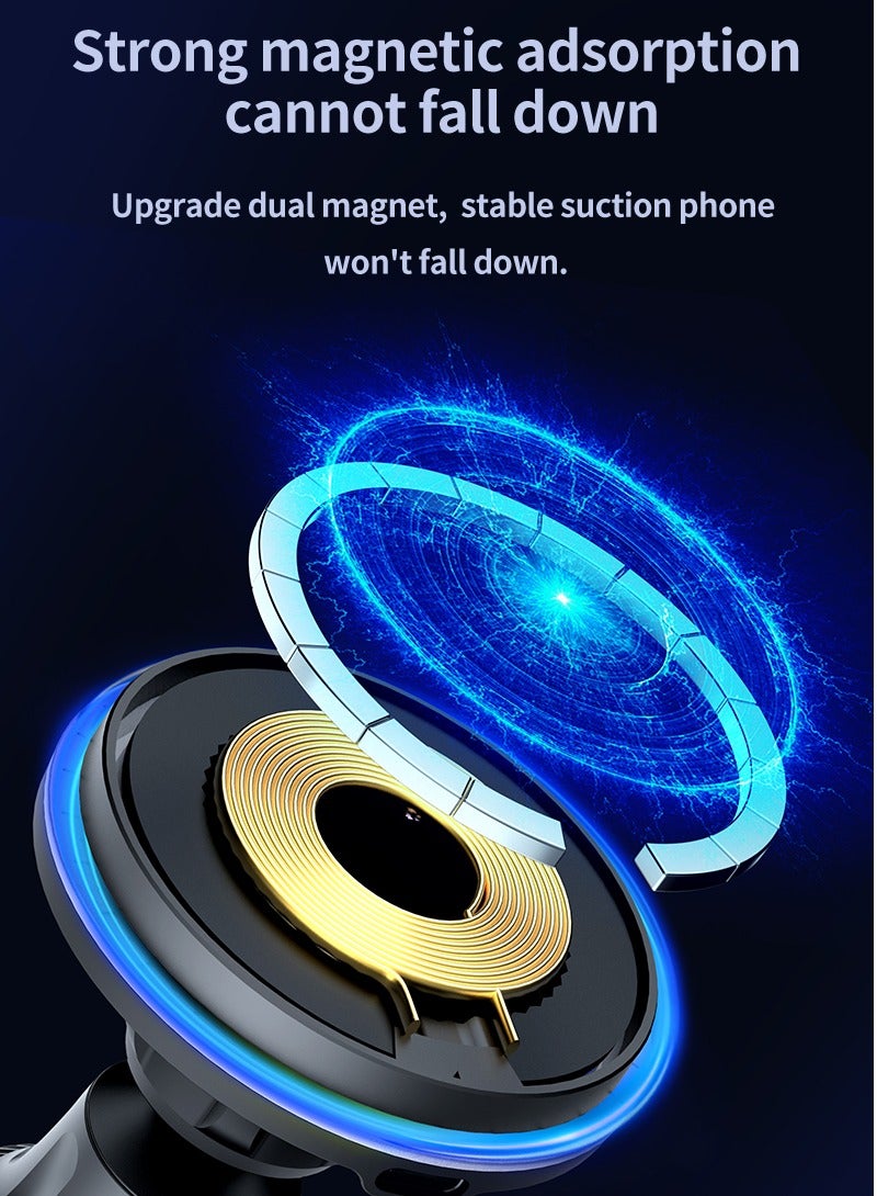 linkship Magnetic Wireless Car Charger Mount - 15W Fast Charging, 360° Adjustable, Mag-Safe Compatible for iPhone & Android - Image 5