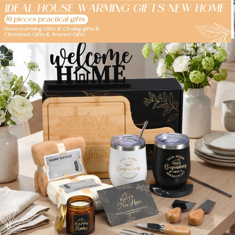 RimCereal Housewarming Gifts New House -19 Pcs Closing Gifts for Couple Friend Women Men Home Buyers, House Warming Basket for New Houses Apartment Kitchen Presents(Classic, Black) - Image 5