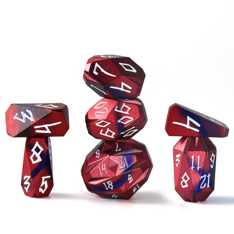 FONVGOGO Metal Dice Set D and D for Dungeons and Dragon Metal Polyhedral DND Dice with Cardboard Box Unique Cool RPG Dice for Role Playing Tabletop Games Gifts Black Red - Image 3