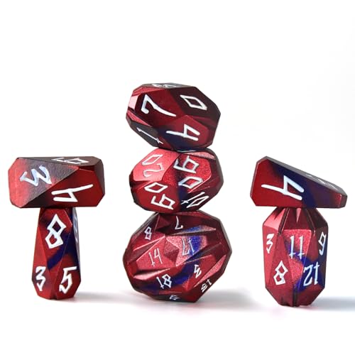 FONVGOGO Metal Dice Set D and D for Dungeons and Dragon Metal Polyhedral DND Dice with Cardboard Box Unique Cool RPG Dice for Role Playing Tabletop Games Gifts Black Red - Image 1