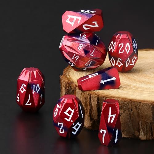 FONVGOGO Metal Dice Set D and D for Dungeons and Dragon Metal Polyhedral DND Dice with Cardboard Box Unique Cool RPG Dice for Role Playing Tabletop Games Gifts Black Red - Image 5