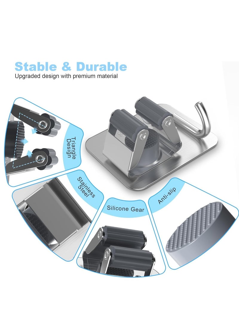 5 Pcs Mop Broom Holder, Self Adhesive Stainless Steel Broom Storage with Rack and Hook, Wall Mounted Mop Broom Organizer for Home, Bathroom, Kitchen, Officee, Closet (Silver)  - Image 3
