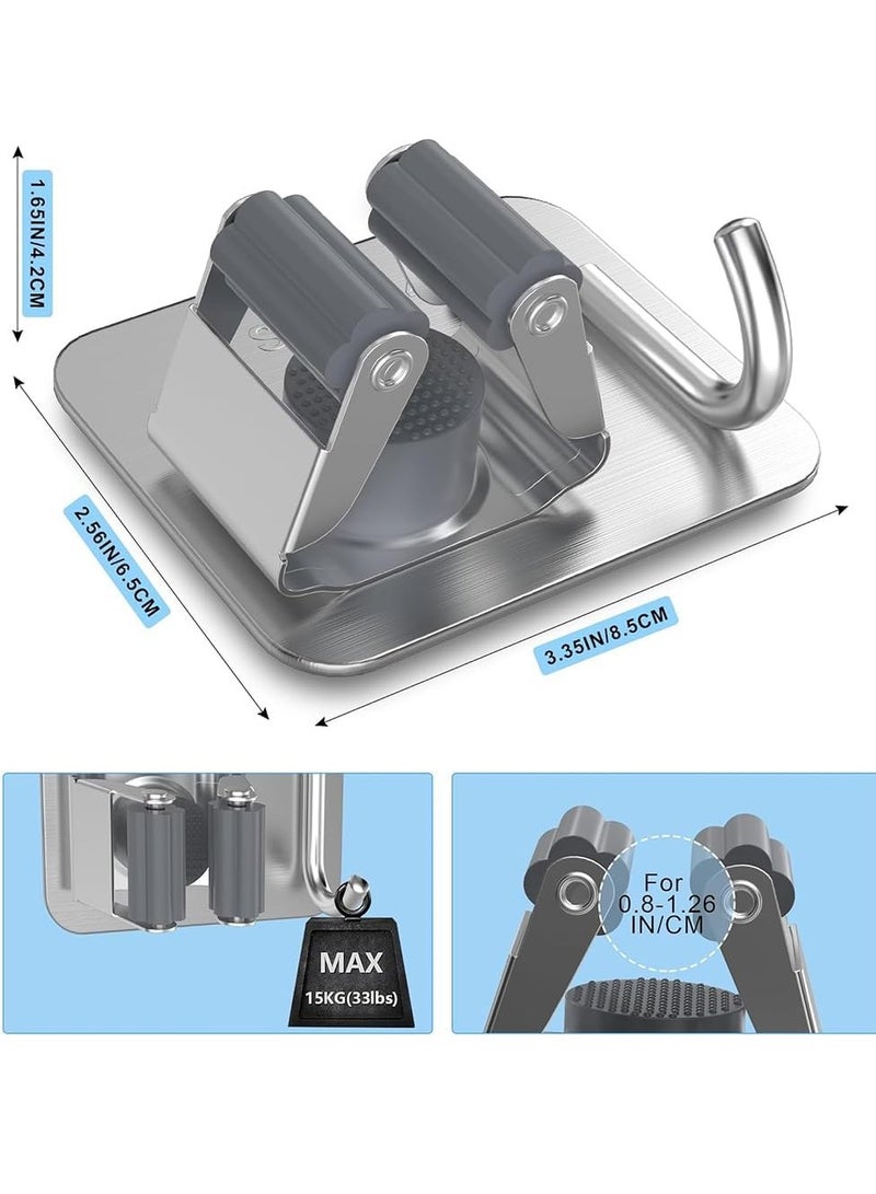 5 Pcs Mop Broom Holder, Self Adhesive Stainless Steel Broom Storage with Rack and Hook, Wall Mounted Mop Broom Organizer for Home, Bathroom, Kitchen, Officee, Closet (Silver)  - Image 4