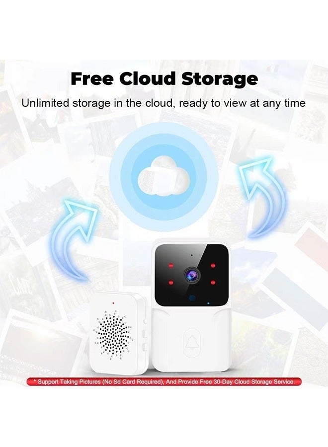 جرس باب ذكي مزود بكاميرا فيديو لاسلكية، جرس باب لاسلكي عن بعد مزود بفيديو، جرس باب ذكي لمراقبة الفيديو، رؤية ليلية عالية الدقة، جرس باب ذكي آمن للمنزل، مكالمات ثنائية الاتجاه، كاميرا، سهل التركيب، تحكم عبر التطبيق - Image 5