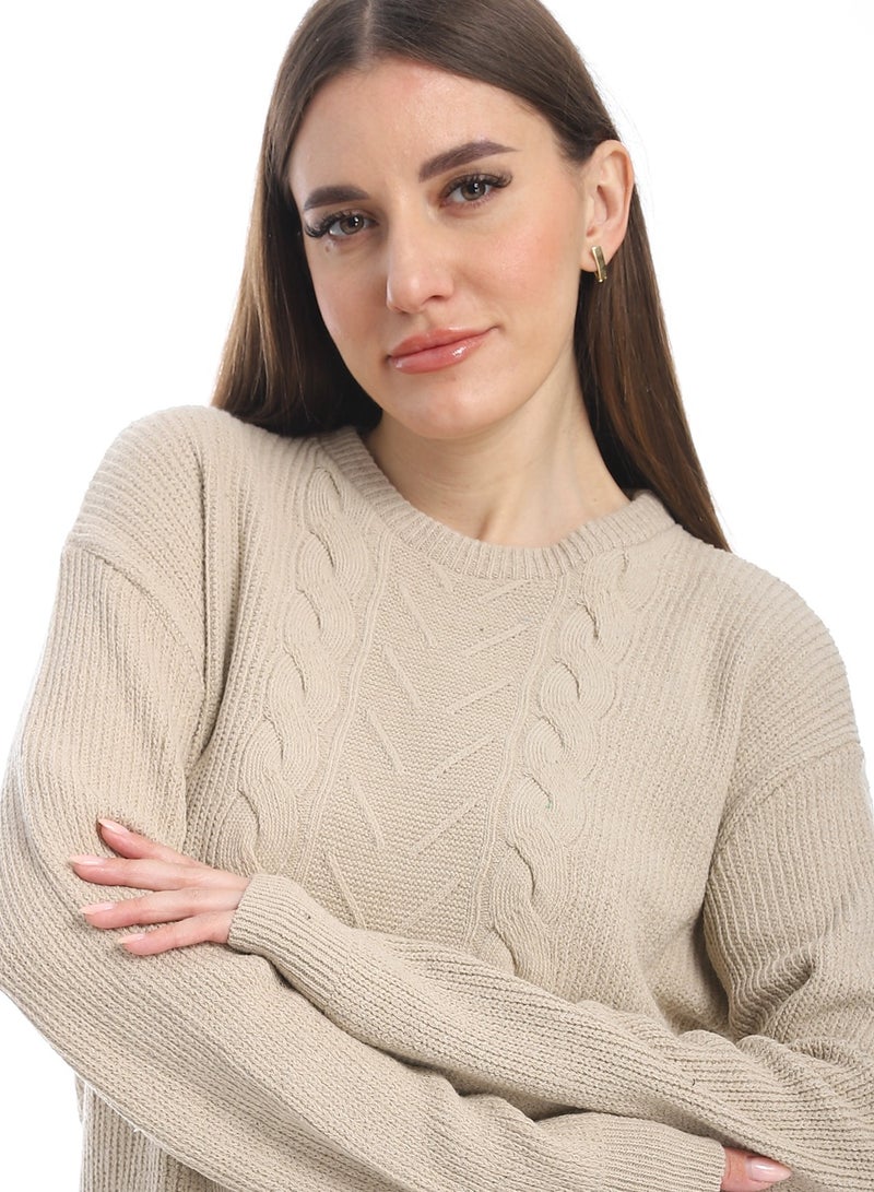 سيزار بلوفر صوف حريمي ساده برقبه دائرية وتصميمات متعددة - Image 3