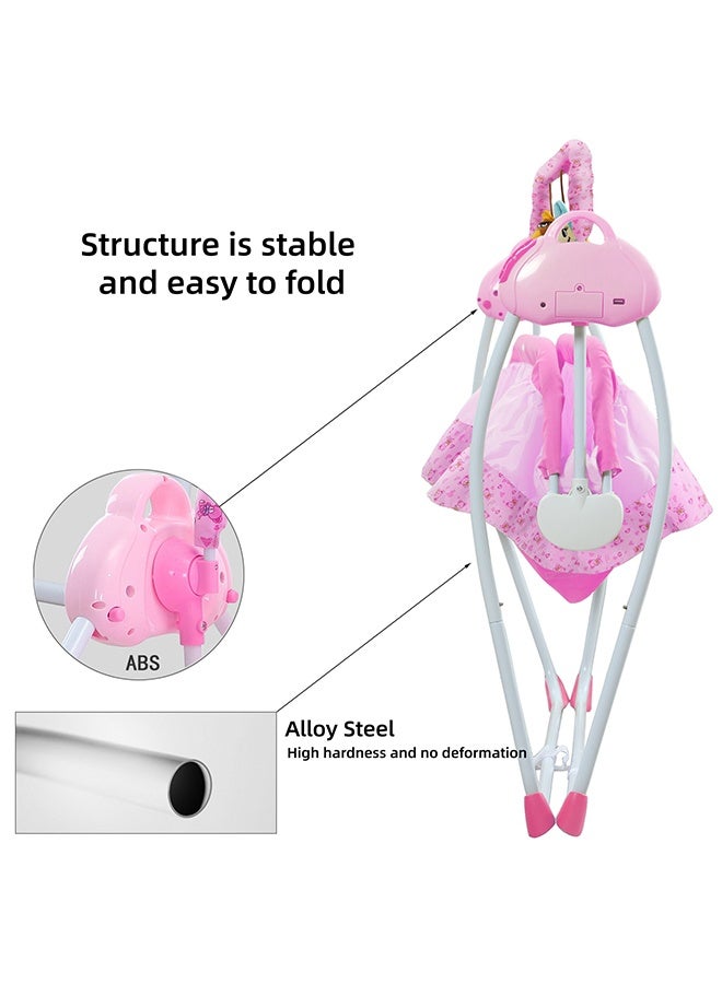 Intelligent Cradle Bed, Crib, Baby Cradle Bed, Foldable Baby Cradle, Baby Rocking Chair, Bluetooth And Remote Control, Included Mosquito Net Pillow Mattress, Timed And Adjustable Swing(Pink) - Image 4