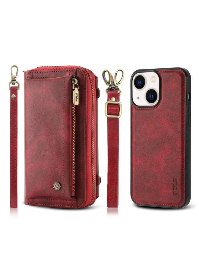 اس-توب جراب هاتف iPhone 13 Crossbody متعدد الوظائف بسحاب ومحفظة جلدية - Image 1