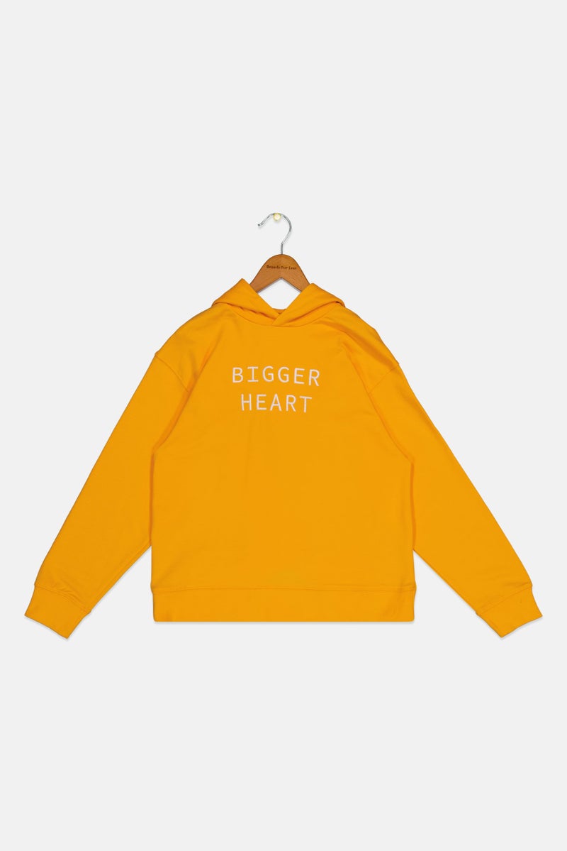 Overkids هودي طويل الأكمام للبنات، مزين، أصفر - Image 1